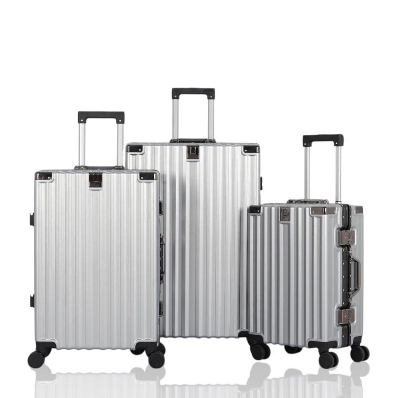 أفياتور طقم حقائب سفر فاخر من الألمنيوم: متانة وأناقة لا تضاهى - مكون من 3 قطع -  بكفرات دبل واقفال مزدوجة ضد السرقة - Image 1